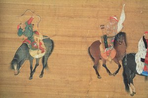 كوبلاي خان (1214-94) الصيد (التفاصيل) ، سلالة يوان (حبر ولون على الحرير) (انظر 150417)