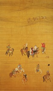 كوبلاي خان (1214-94) الصيد ، سلالة يوان (حبر و لون على الحرير) (انظر 110534 und 226021 لمزيد من التفاصيل)