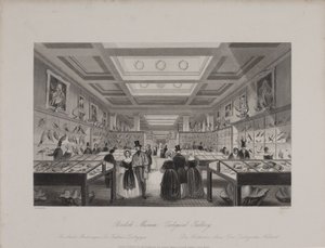 View of the Zoological Gallery, British Museum showing visitors looking at displays, c.1850 (engraving) بواسطة لويلين (بعد) جيويت