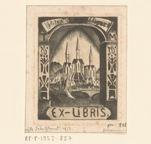 Ex libris بواسطة T. Mengelberg بواسطة لوديويجك شلفهوت (توقيع الفنان)