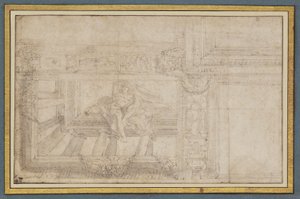 Ignudo ، بعد سقف في الهواء الطلق في Sala di Ulisse ، Palazzo Poggi ، بولونيا بواسطة لودوفيكو كاراشي