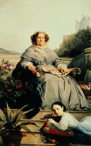 صورة مدام كليكوت ، ني بونساردين 1777-1866 مع ابنتها ، بين 1851 و 1860. بواسطة ليون كوجنيت