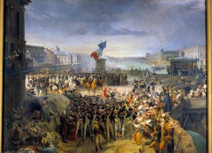 تم تجميع الحرس الوطني في باريس في بونت نوف ، وغادر للجيش في سبتمبر 1792. لوحة ليون كوجنيت (1794-1880) بواسطة ليون كوجنيت