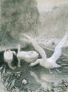 البطة القبيحة ، رسم لورنز فروليتش (1820-1908) للحكاية الخيالية لهانس كريستيان أندرسن (1805-1875)