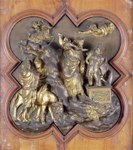 The Sacrifice of Isaac ، مسابقة برونزية لأبواب المعمودية ، فلورنسا ، 1401 (برونزية)