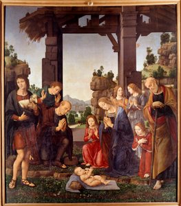 Adoration of the Shepherds Painting by Lorenzo di Credi (1458-1537) 15th century Sun. 2,24x1,96 m Florence, galleria degli Uffizi (Offices)