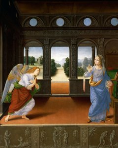 The Annunciation and Three Stories from Genesis c.1480-85 (tempera on wood panel)