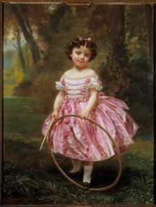 مدموزيل إيرلر: فتاة صغيرة تلعب بالطوق ، لوحة لويس أنطوان ليون ريزنر (1808-1878) بواسطة لويس أنطوان ليون ريسنر