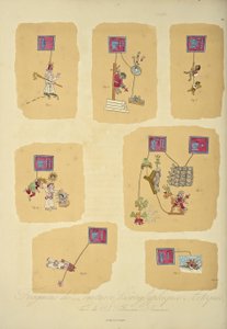 شظايا من لوحات الأزتك الهيروغليفية ، من Codex Telleriano-Remensis ، رسم توضيحي من "مناظر كورديليراس وآثار الشعوب الأصلية في أمريكا" بقلم ألكسندر فون هومبولت وأيم بونبلاند بواسطة باقة لويس