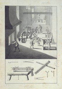 تصنيع المدافع ، رسم "وصف الفنون والآخرين" ، من قبل L. Simonneau ، الذي ألهم Diderot لـ Encyclopédie