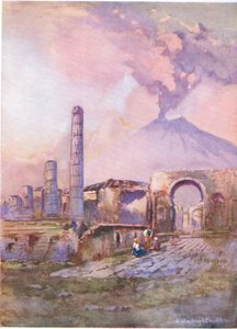 بومبي: فيزوف في المسافة ، من Hutchinsons Picturesque Europe التي نشرتها Hutchinson & Son ، c.1930 بواسطة لويس بورليه برول