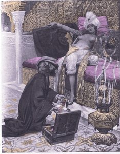 ابنة ملك تونس ، رسم توضيحي من ديكاميرون بوكاتشيو نشرته جمعية نافارا في الثلاثينيات (ليثو) بواسطة لويس شالون