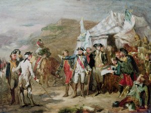 رسم تخطيطي لمعركة يوركتاون ، من 1 إلى 17 أكتوبر 1781 ، c.1836