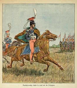 رسم إيضاحي لبومبلد لويس (1862-1927) من كتاب "ذكرى القديسة هيلين" بقلم الكونت إيمانويل دي لاس (1766-1842): ماريشال جوزيف أنتوني بوناتوفسكي (1763-1813) قبل قواته ، مجموعة خاصة بواسطة تفجير لويس تشارلز