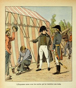 رسم إيضاحي لـ Bombled Louis (1862-1927) من كتاب "The Memorial of Saint Helene" للكونت Emmanuel de Las Cases (1766-1842): يتحدث الإمبراطور نابليون مع البحارة الذين نصبوا له خيمة ، مجموعة خاصة بواسطة تفجير لويس تشارلز