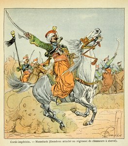 رسم إيضاحي لبومبلد لويس (1862-1927) من كتاب "ذكرى القديسة هيلين" للكونت إيمانويل دي لاس (1766-1842): مملوك الحرس الإمبراطوري ، مجموعة خاصة بواسطة تفجير لويس تشارلز