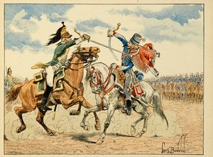 رسم توضيحي مأخوذ من كتاب "أبطال الأخت" ، وهو روايات قصصية كتبها ديك دي لونلاي ورسمها لويس بومبلد (1862-1927) بواسطة تفجير لويس تشارلز