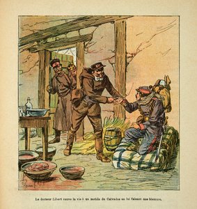 L'Armee de la Loire بقلم يوجين سيرجنت ، ديت جرينست ، مصور من قبل لويس بومبليد (1862-1927) (الحرب الفرنسية الألمانية ؛ حملة 1870-1871): ينقذ الدكتور ليبرت الحياة بدافع من كالفادوس بجرحه ، مجموعة جزئية بواسطة تفجير لويس تشارلز