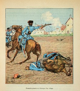 L'Armee de la Loire بقلم يوجين سيرجنت ، ديت جرينست ، رسمه لويس بومبلد (1862-1927) (الحرب الفرنسية الألمانية ؛ حملة 1870-1871): هاجم الفرسان البروسيون قرية في أكتوبر 1870 ، مجموعة جزئية بواسطة تفجير لويس تشارلز