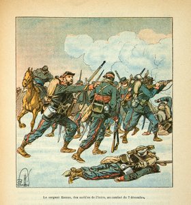 The Armee of the Loire بقلم يوجين رقيب ، المعروف باسم Grenest ، رسمه لويس بومبلد (1862-1927) (الحرب الفرنسية الألمانية ؛ حملة 1870-1871): الرقيب راموس من متنقلة Isere في معركة 7 ديسمبر بواسطة تفجير لويس تشارلز