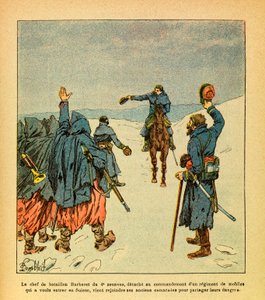 الجيش الشرقي ليوجين رقيب ، المعروف باسم جرينست ، رسمه لويس بومبلد (1862-1927) (الحرب الفرنسية الألمانية ؛ حملة 1870-1871): قائد كتائب باربيريت من الزواف الرابع ، ينفصل لقيادة فوج من المحمول الذي أراد بواسطة تفجير لويس تشارلز