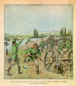 الجيش الشرقي ليوجين رقيب ، المعروف باسم جرينست ، رسمه لويس بومبلد (1862-1927) (الحرب الفرنسية الألمانية ؛ حملة 1870-1871): عبرت مفرزة من الدوافع الفرنسية والقناصة نهر الراين وهزت عمال الجسر الألمان ، مجموعة خاصة بواسطة تفجير لويس تشارلز