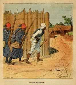 الحرب في مدغشقر - التاريخ القصصي للبعثات الفرنسية 1885-1895 بقلم هنري غالي ديت غاليشيت (1854-1922) ، رسمها لويس بومبلد (1862-1927): دخلت القوات الفرنسية قرية ميفاتانانا في عام 1895 ، مجموعة خاصة بواسطة تفجير لويس تشارلز