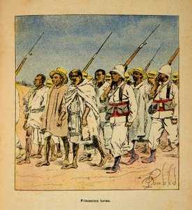 الحرب في مدغشقر - التاريخ القصصي للبعثات الفرنسية 1885-1895 بقلم هنري جالي ديت غاليشيت (1854-1922) ، رسمها لويس بومبلد (1862-1927): سجناء هوفاس في عام 1895 ، مجموعة خاصة بواسطة تفجير لويس تشارلز