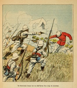 الحرب في مدغشقر - التاريخ القصصي للبعثات الفرنسية 1885-1895 بقلم هنري غالي ديت غالليشيت (1854-1922) ، وضّح بواسطة لويس بومبلد (1862-1927): قتل الملازم غرس قائد هوفا أثناء معارك القيصر في عام 1895 ، بشكل خاص كوليكتيو بواسطة تفجير لويس تشارلز