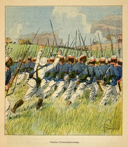 الحرب في مدغشقر - التاريخ القصصي للبعثات الفرنسية 1885-1895 بقلم هنري جالي ديت جاليشيت (1854-1922) ، رسمها لويس بومبلد (1862-1927): القوات الفرنسية أثناء معارك أنتاناميتارانا في عام 1895 ، مجموعة خاصة بواسطة تفجير لويس تشارلز