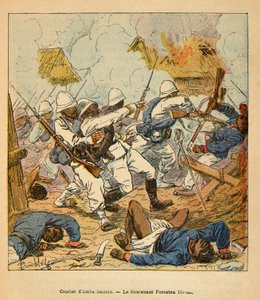 الحرب في مدغشقر - التاريخ القصصي للبعثات الفرنسية 1885-1895 بواسطة هنري جالي ديت غالليشيت (1854-1922) ، مصور من قبل لويس بومبلد (1862-1927): جروح الملازم فورستون أثناء معارك أمبولومونتي في عام 1895 ، مجموعة خاصة بواسطة تفجير لويس تشارلز