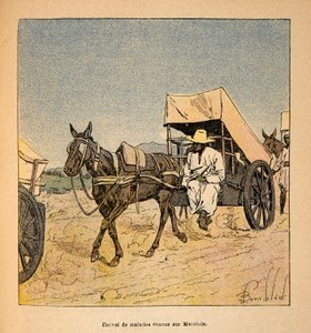 الحرب في مدغشقر - التاريخ القصصي للبعثات الفرنسية 1885-1895 بقلم هنري جالي ديت جاليشيت (1854-1922) ، مصور من قبل لويس بومبلد (1862-1927): قافلة هروب مرضى في مارولولو ، مجموعة خاصة بواسطة تفجير لويس تشارلز