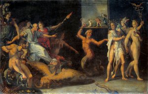 أليغوري إلى إلغاء تحرير دي نانت في أكتوبر 1685 الشخصية المركزية تمثل باسفيل (رجل التنين) ، مراقب لانغدوك ، يأخذ آخر ملابسهم من الهوجوينوتس. قام بتسهيل إنشاء التنين التي تهدف إلى المشاركة