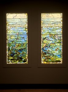 نافذة مع نجم البحر ("الربيع") ونافذة بها شقائق النعمان البحرية ("الصيف") ، حوالي 1885-1895 (زجاج ورصاص وحديد وإطار خشبي (أصلي)) بواسطة لويس كومفورت تيفاني