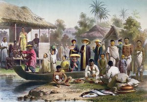 زي أنامي ، كمبودي وسيامي ، أعيد رسمه جانيت لانج ونقشه يوجين سيسيري ، c.1870 بواسطة لويس ديلابورت