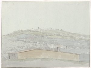 Gezicht op Montefusco منظر مونتيفوسكو (العنوان على الكائن) رحلات في إيطاليا وصقلية ومالطا - 1778 (عنوان السلسلة) بواسطة لويس دوكروس