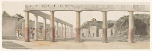 منظر لثكنات وأعمدة رومانية في بومبي Vue des Casernes Romaines & de la Colonnade de Pompeja (العنوان على الكائن) Voyage en Italy ، en Sicile et à Malte - 1778 (عنوان السلسلة) بواسطة لويس دوكروس