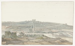 منظر لقصر فيدالا للسيد الكبير ، الواقع في Boschetto في مالطا Vue de Boschetto، maison de plaisance du Grand-Maître، à 2 Liesus de la ville de Malthe (العنوان على الجسم) Voyage en Italy ، en Sicile et à Malte - 1778 (عنوان السلسلة) بواسطة لويس دوكروس