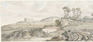 التقى الداخلية مسرح trappen van في سيراكيوز منظر داخلي ومدرجات لمسرح سيراكيوز (العنوان على الكائن) رحلات في إيطاليا وصقلية ومالطا - 1778 (عنوان السلسلة) بواسطة لويس دوكروس
