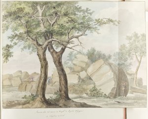 معبد Ruïne van Zeus Olympus في oude Agrigento أول منظر لأطلال معبد جوبيتر الأولمبي (العنوان على الجسم) رحلات في إيطاليا وصقلية ومالطا - 1778 (عنوان السلسلة) بواسطة لويس دوكروس