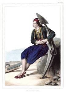 dhidra اليونانية. في "" رحلة إلى أثينا والقسطنطينية ، أو مجموعة صور ومناظر وأزياء يونانية وعثمانية ، رسمها لويس دوبري (1789-1837) تلميذ داود على أماكن ما بعد الطبيعة والطباعة الحجرية والألوان. بواسطة لويس دوبري