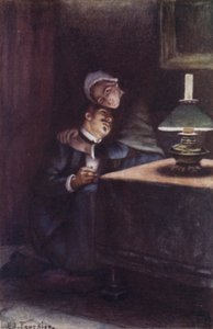 رأسه الثقيل والصوفي على ركبتها ، يتذكر أمسيات طفولته السعيدة بواسطة لويس إدوارد بول فورنييه