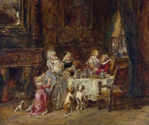 Isabey، Louis Gabriel Eugene (1803-1886) عيد ميلاد الجد زيت على خشب 1866 المتحف الوطني ، لندن 24،1x28،9 بواسطة لويس يوجين غابرييل إيزابي