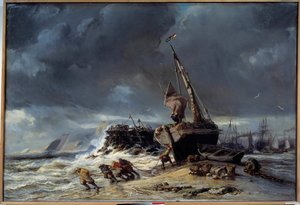 ماري باس ، المغادرة لصيد الأسماك لوحة لويس يوجين إيزابي (1803-1886) القرن التاسع عشر لوهافر ، متحف الفنون الجميلة