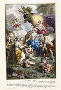 الصناعة ، صفحة العنوان من "أغنى الكنوز الطبيعية أشياء نوفا الوصف" ، 1734-1765 بواسطة لويس فابريسيوس دوبورج