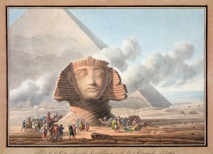 منظر لرأس أبو الهول وهرم خفرع ، الجيزة ، مصر ، c1790