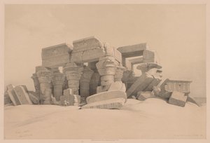 مصر والنوبة: المجلد الأول - رقم 1 ، رقم 2 ، بقايا رواق معبد كوم أمبو ، 1838. بواسطة لويس هاجي