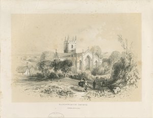 كنيسة هاندزورث: الطباعة الحجرية ، بدون تاريخ [1806-1885] بواسطة لويس هاجي