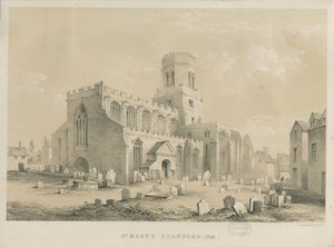 ستافورد - كنيسة سانت ماري: طباعة حجرية ، 1841 بواسطة لويس هاجي