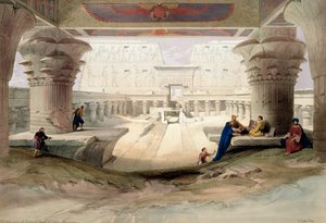 "منظر من أسفل رواق معبد إدفو ، صعيد مصر" ، ١٨٤٦ بواسطة لويس هاجي